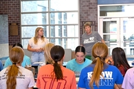 President Sydney Kuper presides over the first student council meeting of the year.